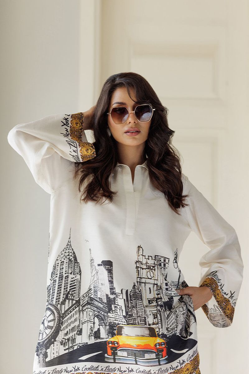 Deepak Perwani - Newyork - Korean Silk - White - 2 Piece