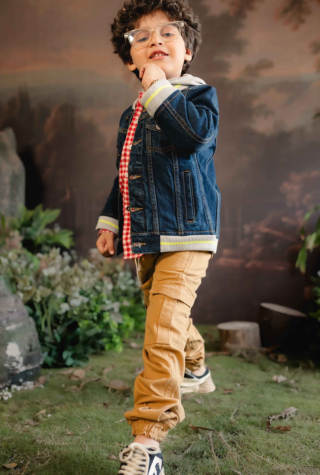 Hummingbirdspk - cotton Denim Jacket with Knit Ribs - 1 Piece