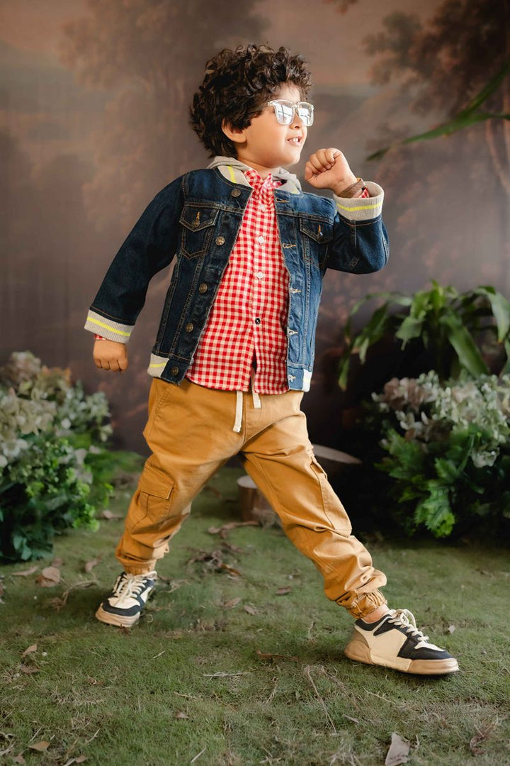 Hummingbirdspk - cotton Denim Jacket with Knit Ribs - 1 Piece