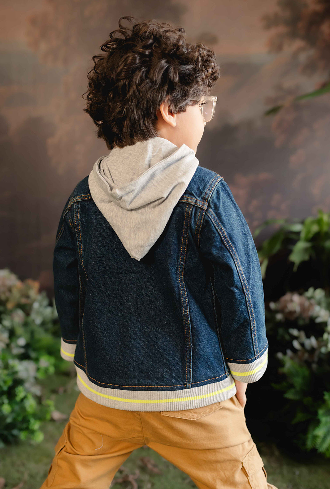 Hummingbirdspk - cotton Denim Jacket with Knit Ribs - 1 Piece