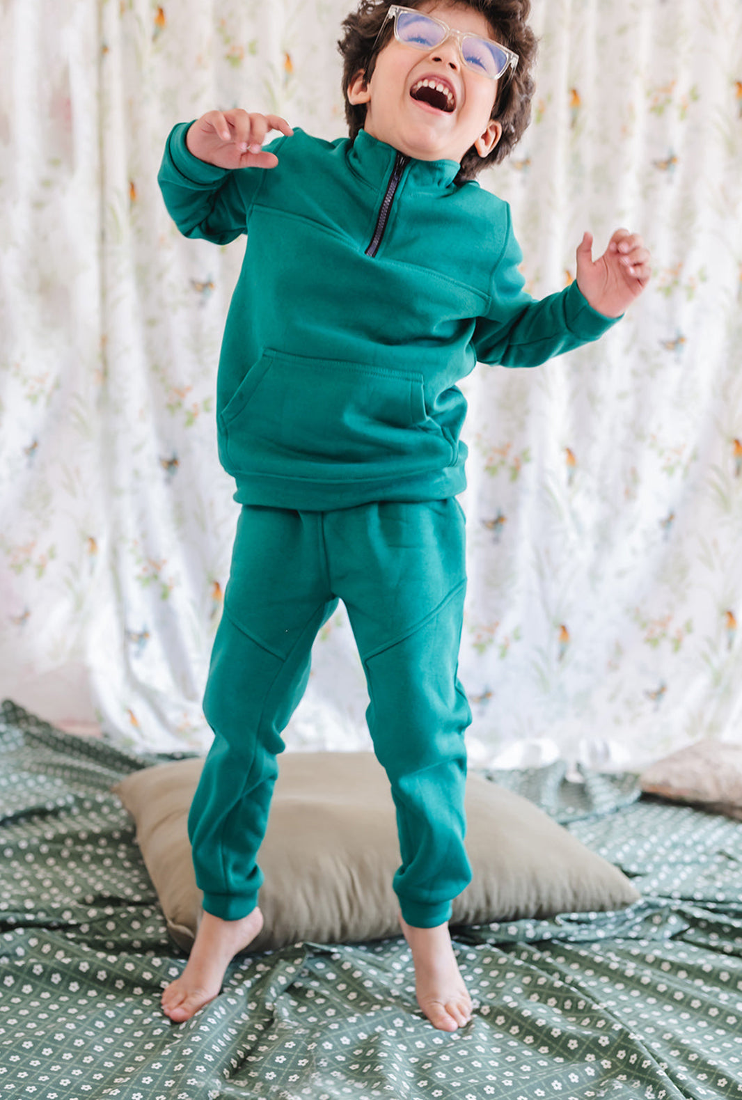 Hummingbirdspk - Green Fleece Sweatsuit - 2 Piece