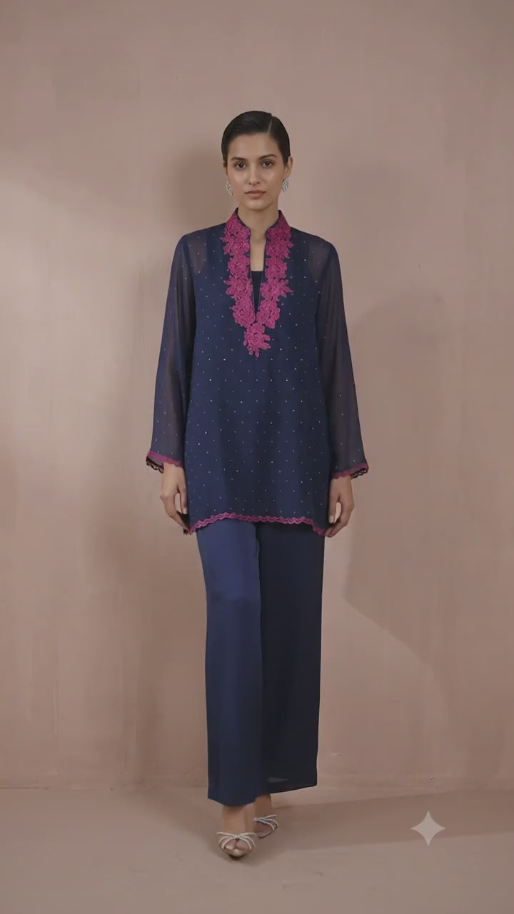 Maheen Khan - Shabnam Co-ord set Navy 2 Piece