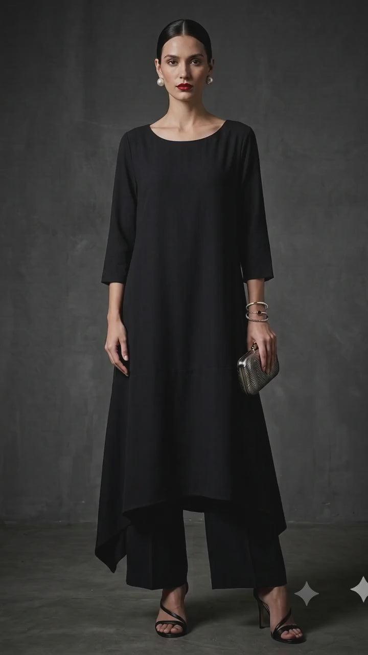Maheen Khan Blended Crepe Essential Noir Set Black 2 Piece