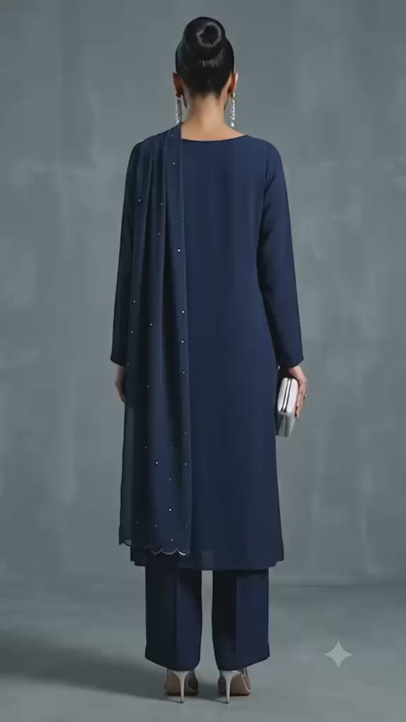 Gulabo Midnight Veil Suit Blue 3 Piece