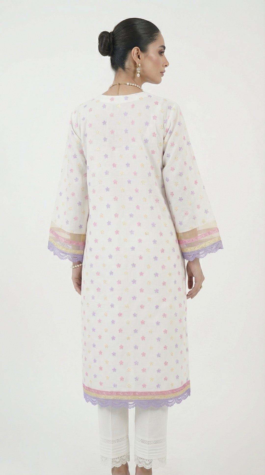 Reema Ahsan - Nelor Chicken Suit For Women - White and Multi - 3 Piece - Studio by TCS