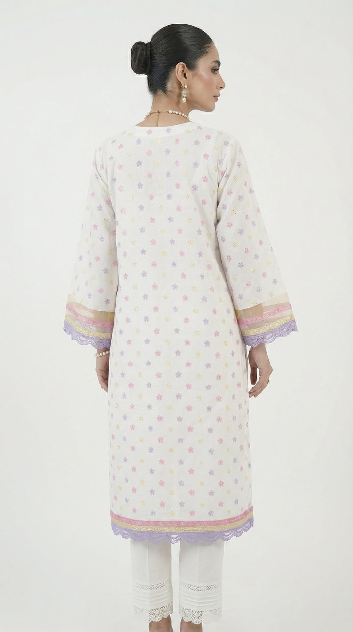 Reema Ahsan - Nelor Chicken Suit For Women - White and Multi - 3 Piece - Studio by TCS