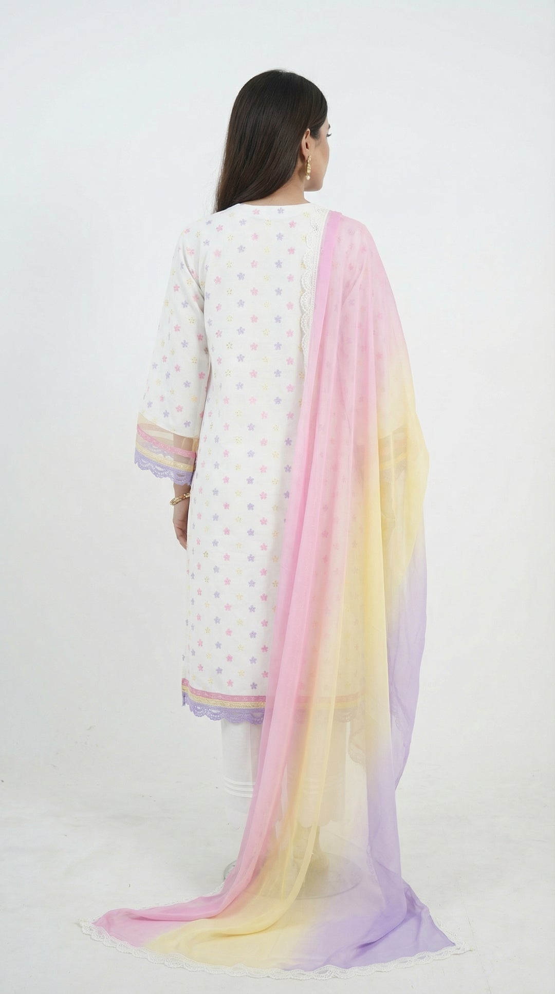 Reema Ahsan - Nelor Chicken Suit For Women - White and Multi - 3 Piece - Studio by TCS