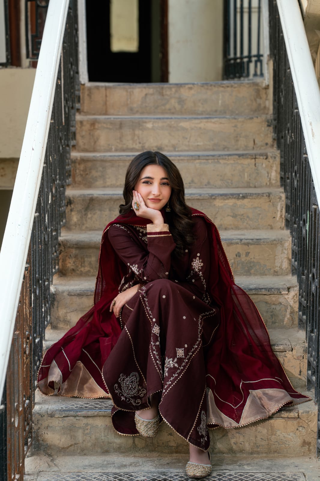 Omal by Komal - Mahwish Khaddar Suit For Women - Brown - 3 Piece