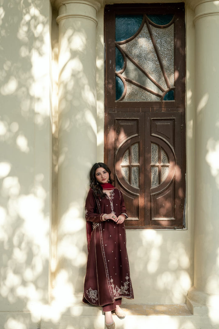 Omal by Komal - Mahwish Khaddar Suit For Women - Brown - 3 Piece