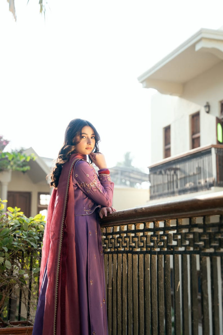 Omal by Komal - Parizah Khaddar Suit For Women - Lavender - 3 Piece
