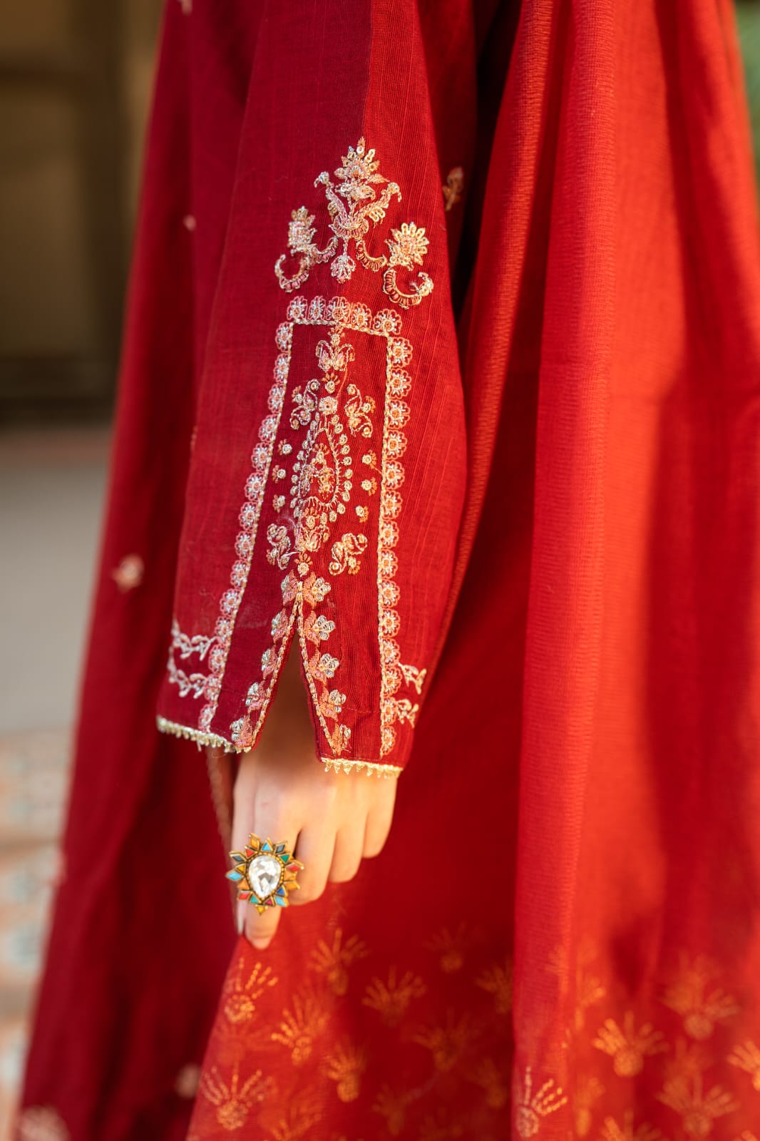 Omal by Komal - Sareena Khaddar Suit For Women - Red - 2 Piece