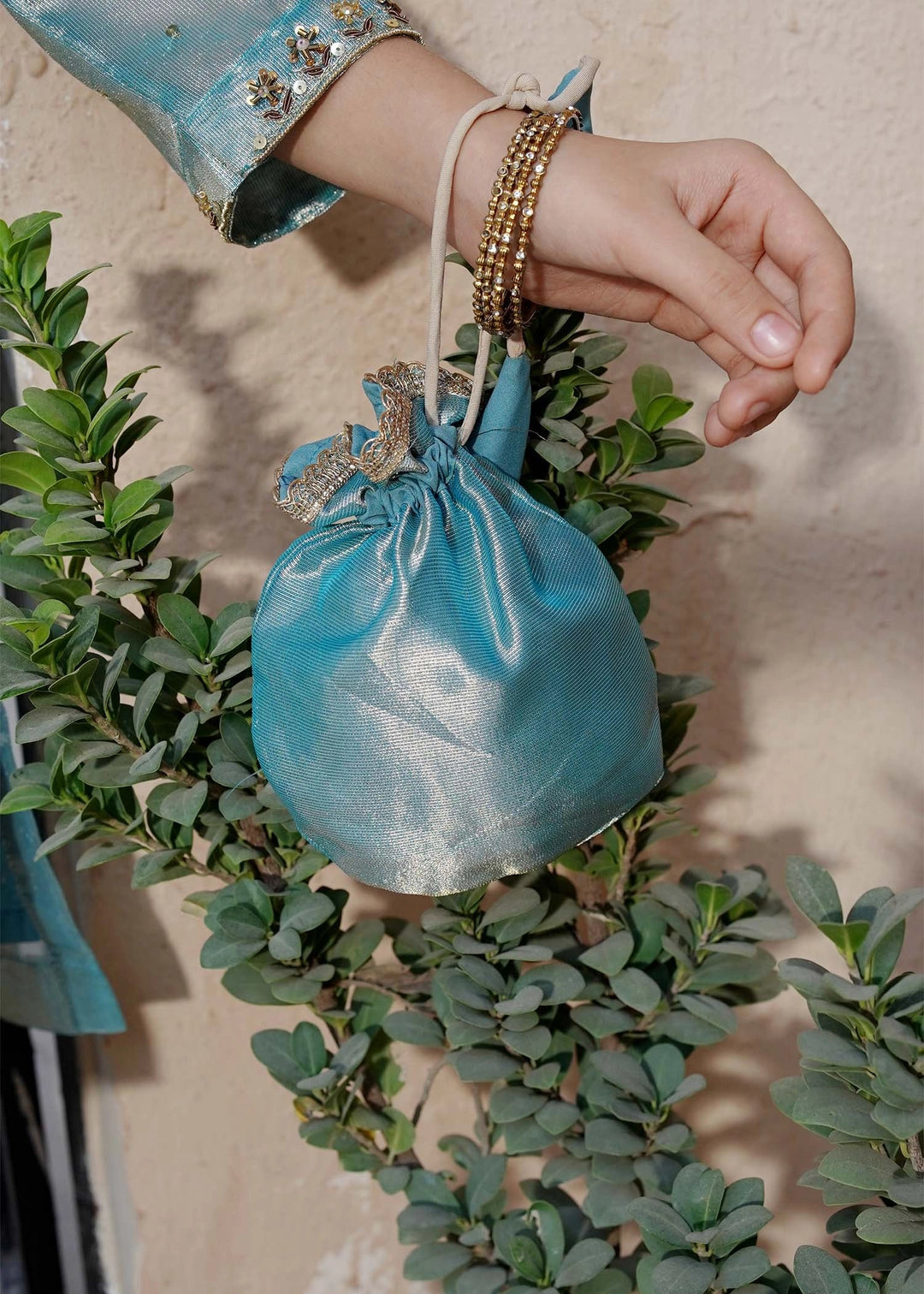 Modest - Blue Embroidered Maysuri Gharara For Girl - 3 Piece