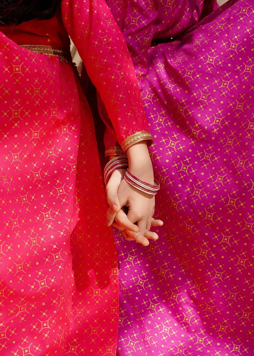 Modest - Purple Rawsilk Printed Frock For Girl - 3 Piece