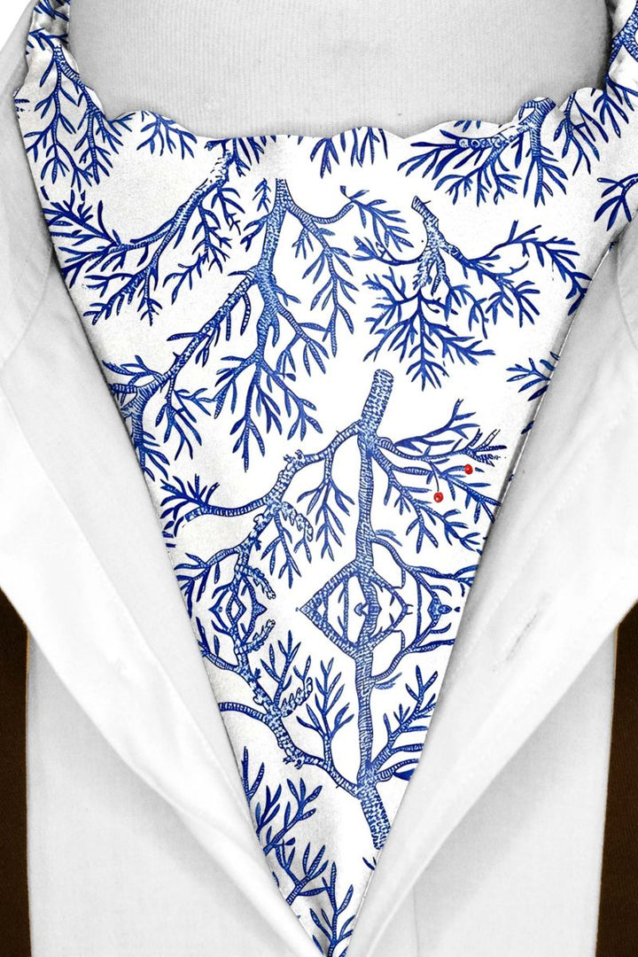 Black Wolf - SNOWFLAKE TREE SILK ASCOT - White - 1 Piece