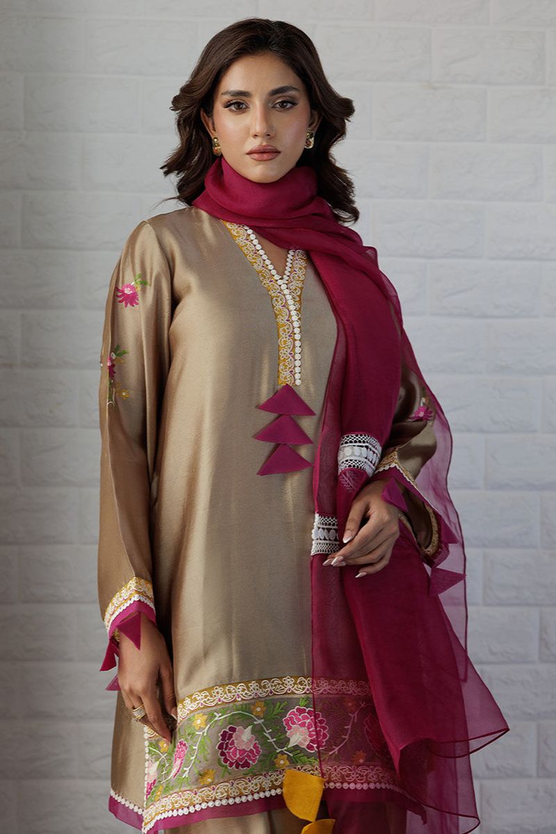 Deepak Perwani - Sophia - Sheesha Silk - Neutral Shade - 3 Piece