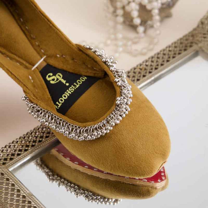 JootiShooti - Beaded Halo Camel Brown Khussa For Women