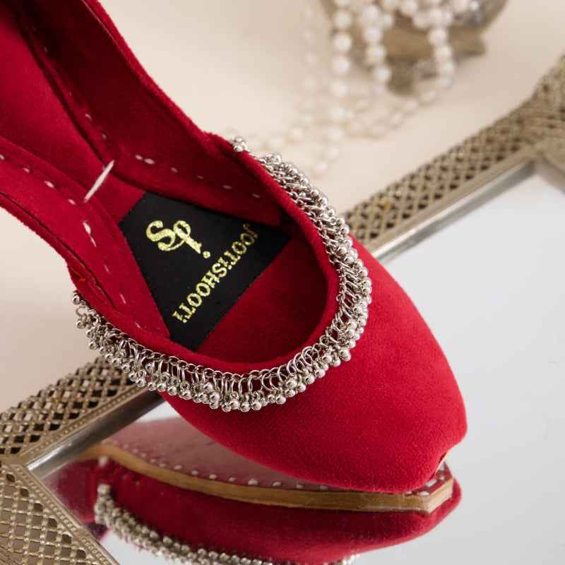 JootiShooti - Beaded Halo Red Khussa For Women