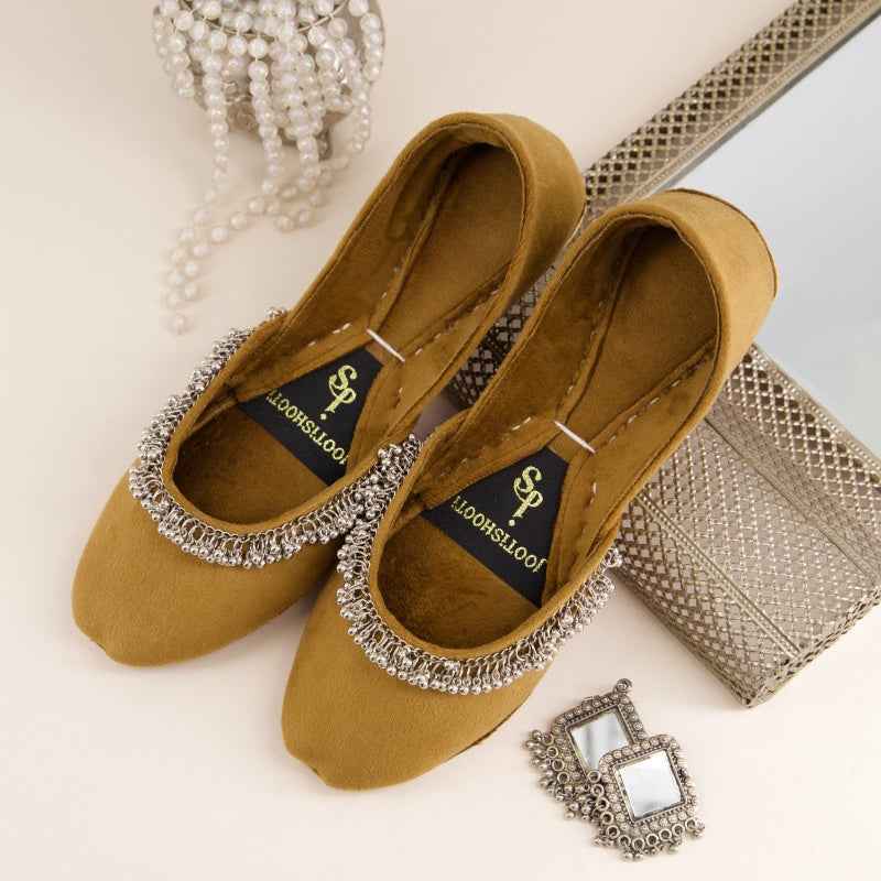 JootiShooti - Beaded Halo Camel Brown Khussa For Women