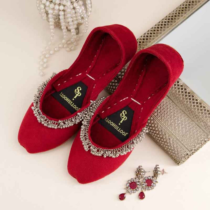 JootiShooti - Beaded Halo Red Khussa For Women