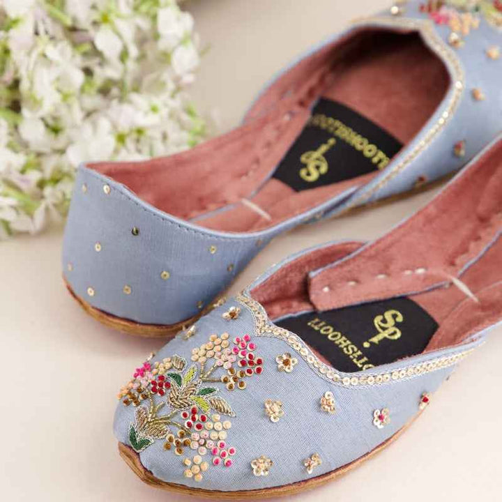 JootiShooti - Ombre Oasis Powder Blue Khussa For Women