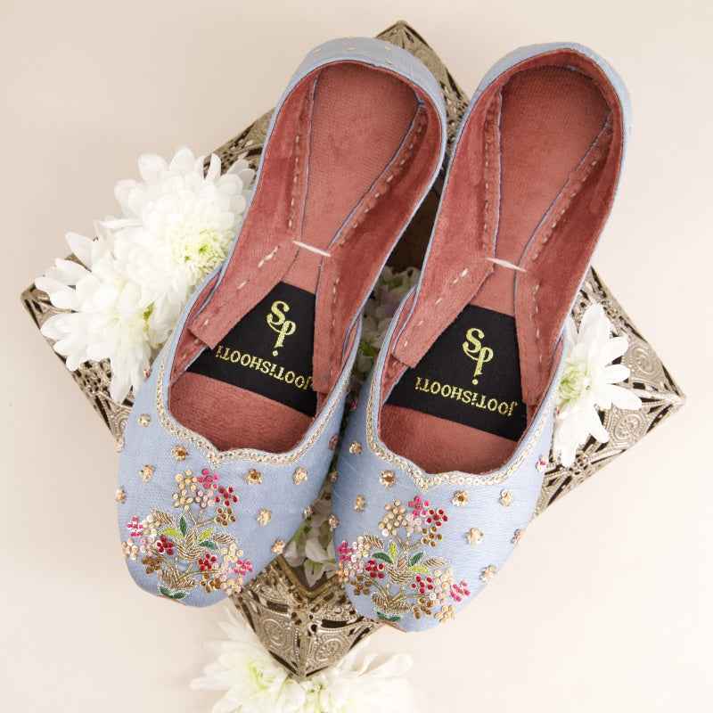 JootiShooti - Ombre Oasis Powder Blue Khussa For Women