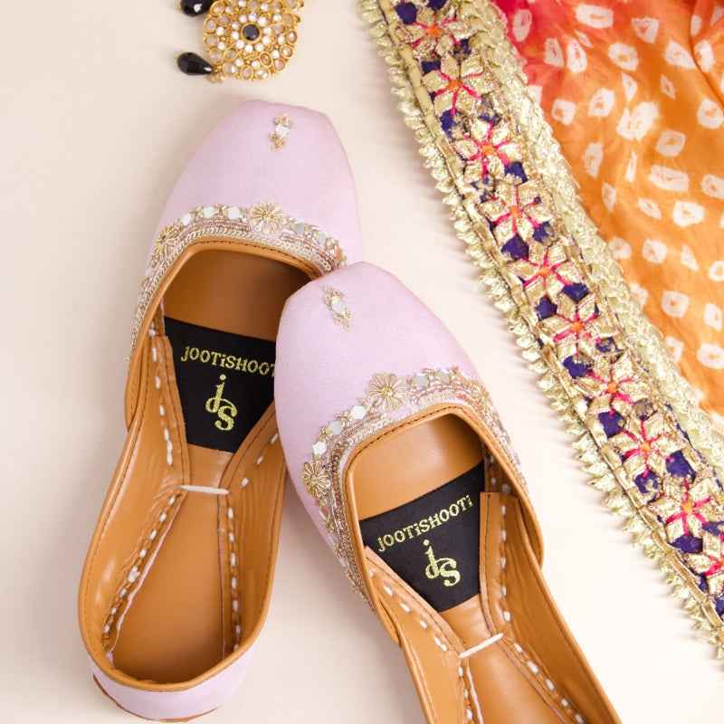 JootiShooti - Shamsa Mirror Soft Lilac Khussa For Women