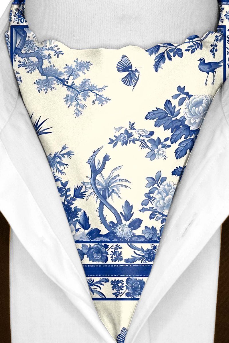 Black Wolf - TRADITIONAL CHINESE SILK ASCOT - White - 1 Piece