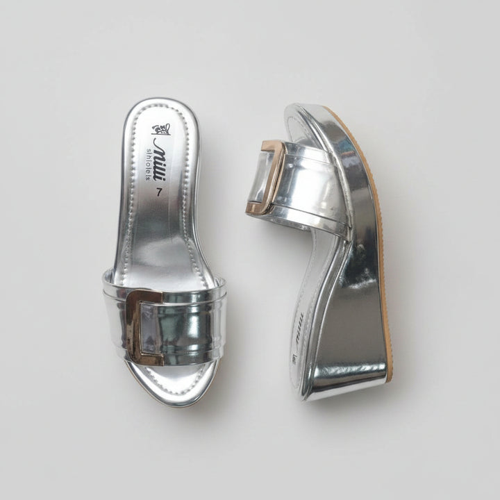 Milli Shoes - silver Wedge Heels