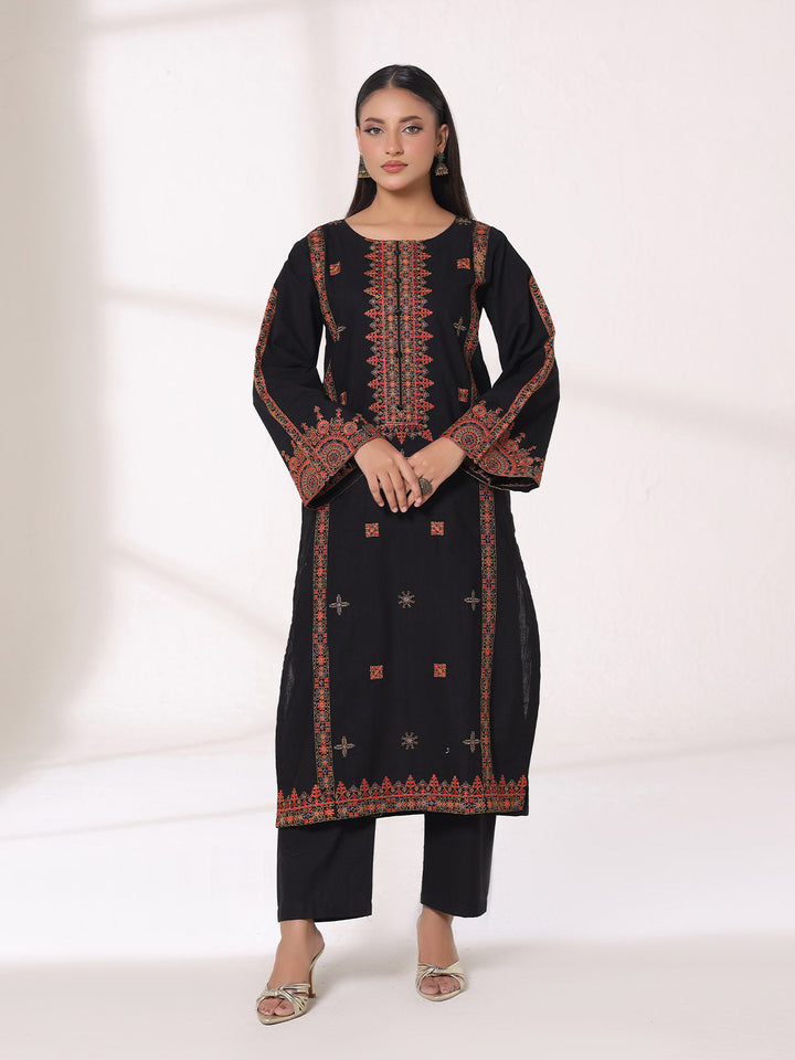 Oaks - Embroidered Khaddar Black Pret Suit For Women - 2 Piece