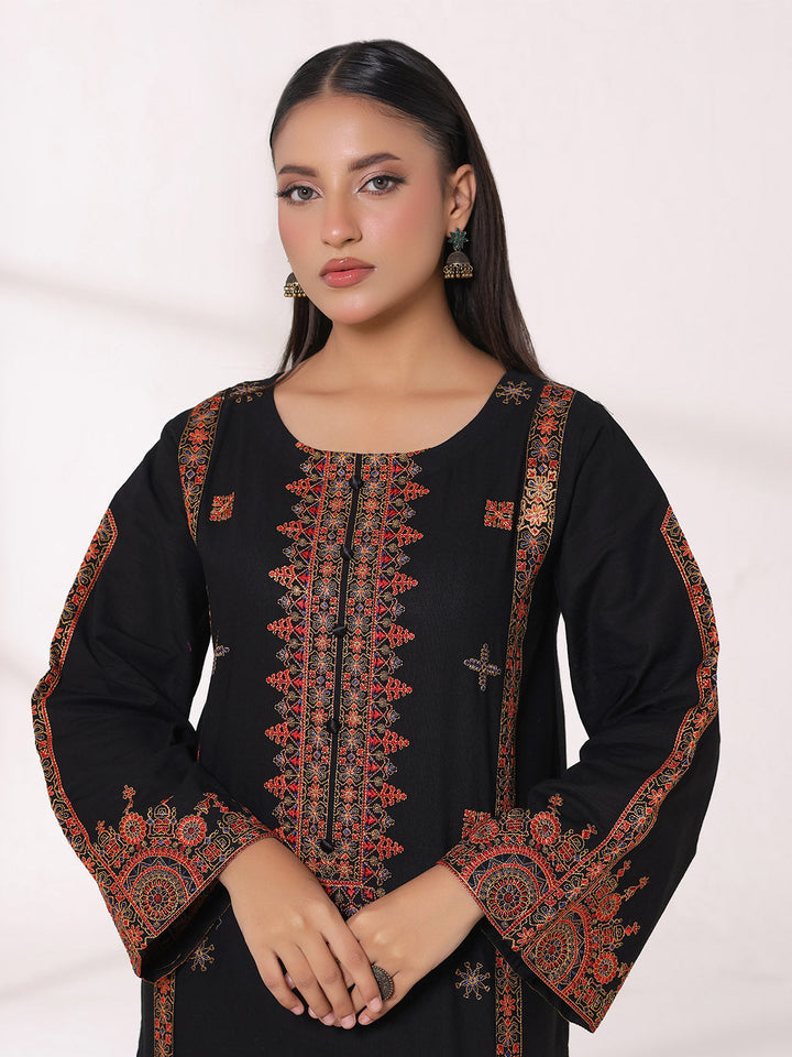 Oaks - Embroidered Khaddar Black Pret Suit For Women - 2 Piece