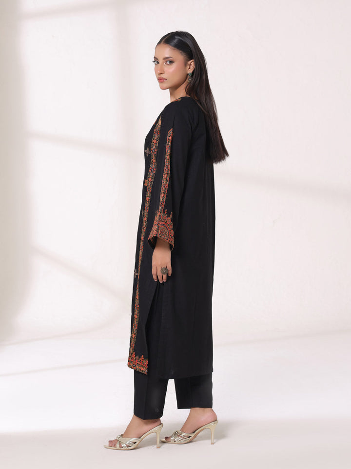 Oaks - Embroidered Khaddar Black Pret Suit For Women - 2 Piece