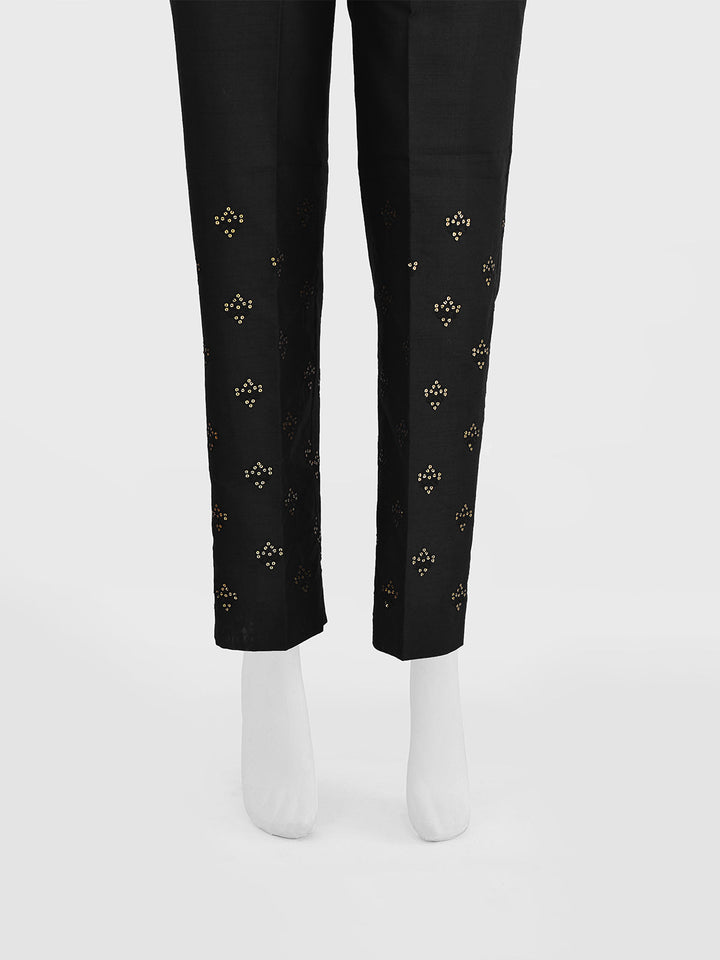 Oaks - Women Black Cotton Silk Embroidered Trouser  - 1 Piece