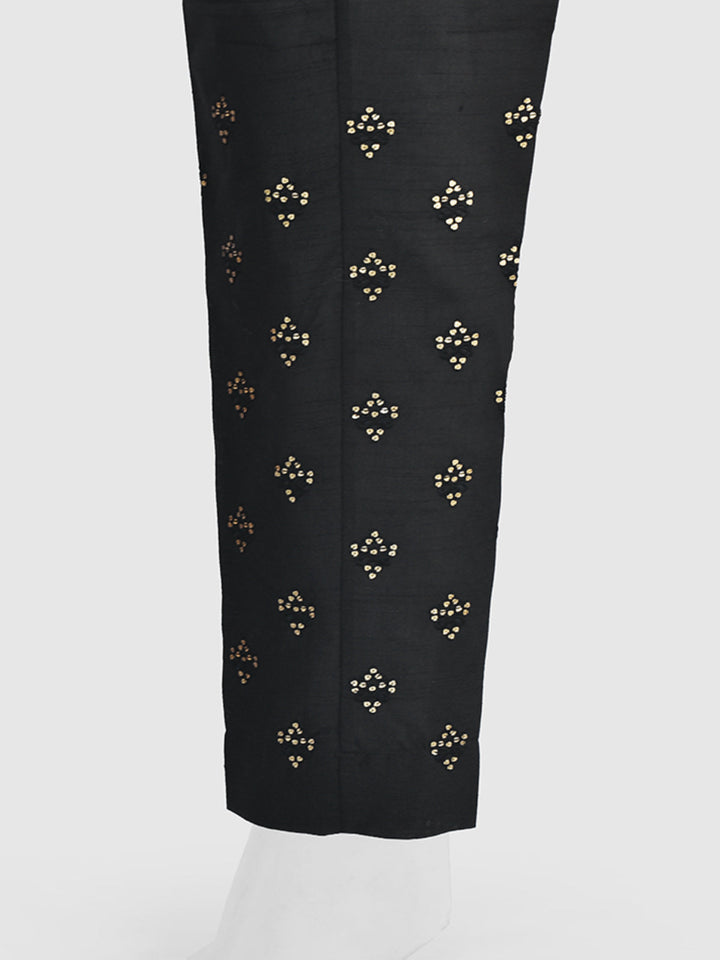 Oaks - Women Black Cotton Silk Embroidered Trouser  - 1 Piece