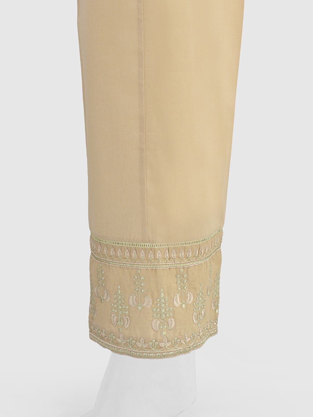 Oaks - Women Beige Cambric Embroidered Trouser  - 1 Piece