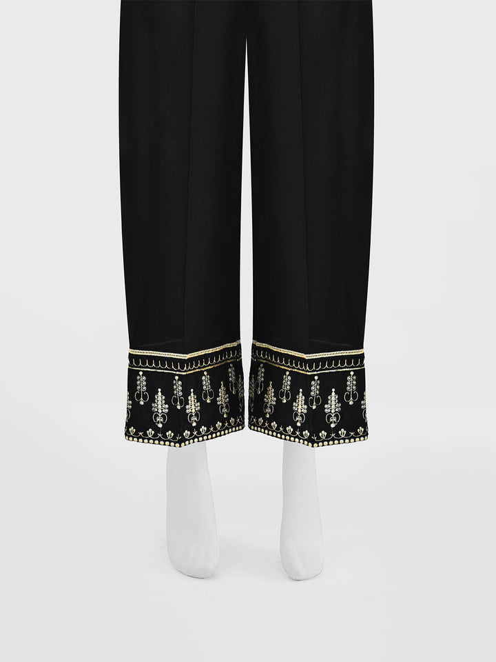 Oaks - Women Black Cambric Embroidered Trouser  - 1 Piece