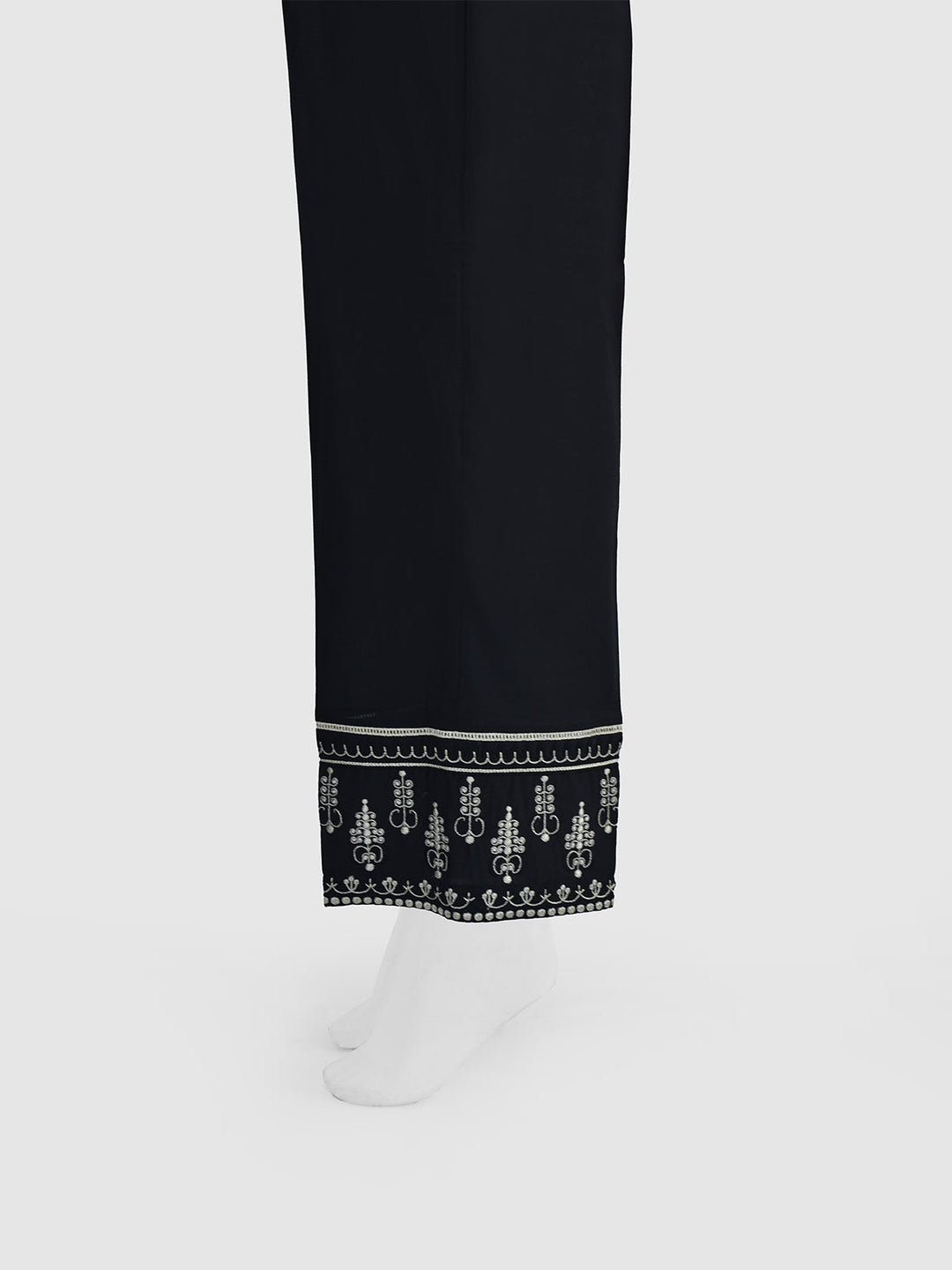 Oaks - Women Black Cambric Embroidered Trouser  - 1 Piece