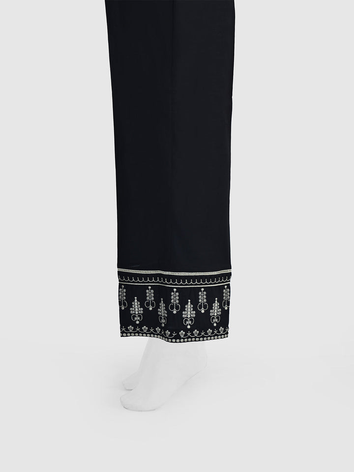 Oaks - Women Black Cambric Embroidered Trouser  - 1 Piece