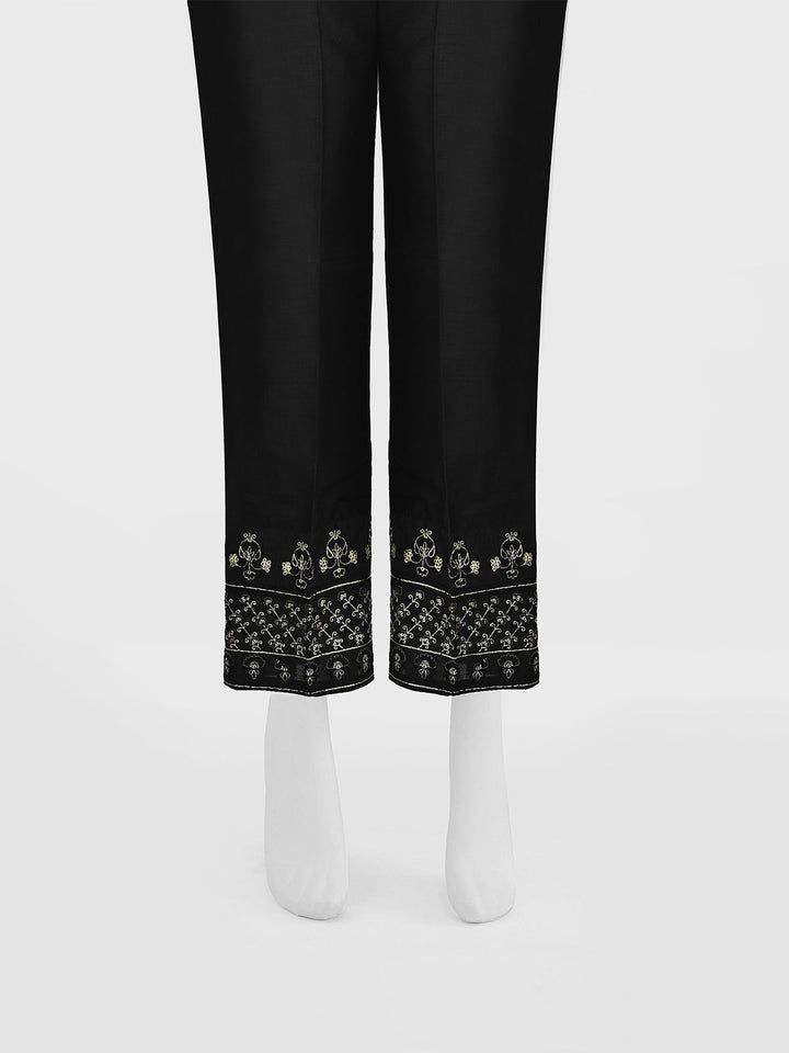 Oaks - Women Black Cotton Silk Embroidered Trouser  - 1 Piece