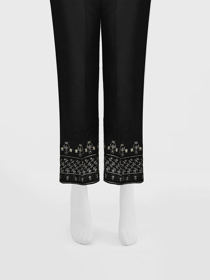 Oaks - Women Black Cotton Silk Embroidered Trouser  - 1 Piece