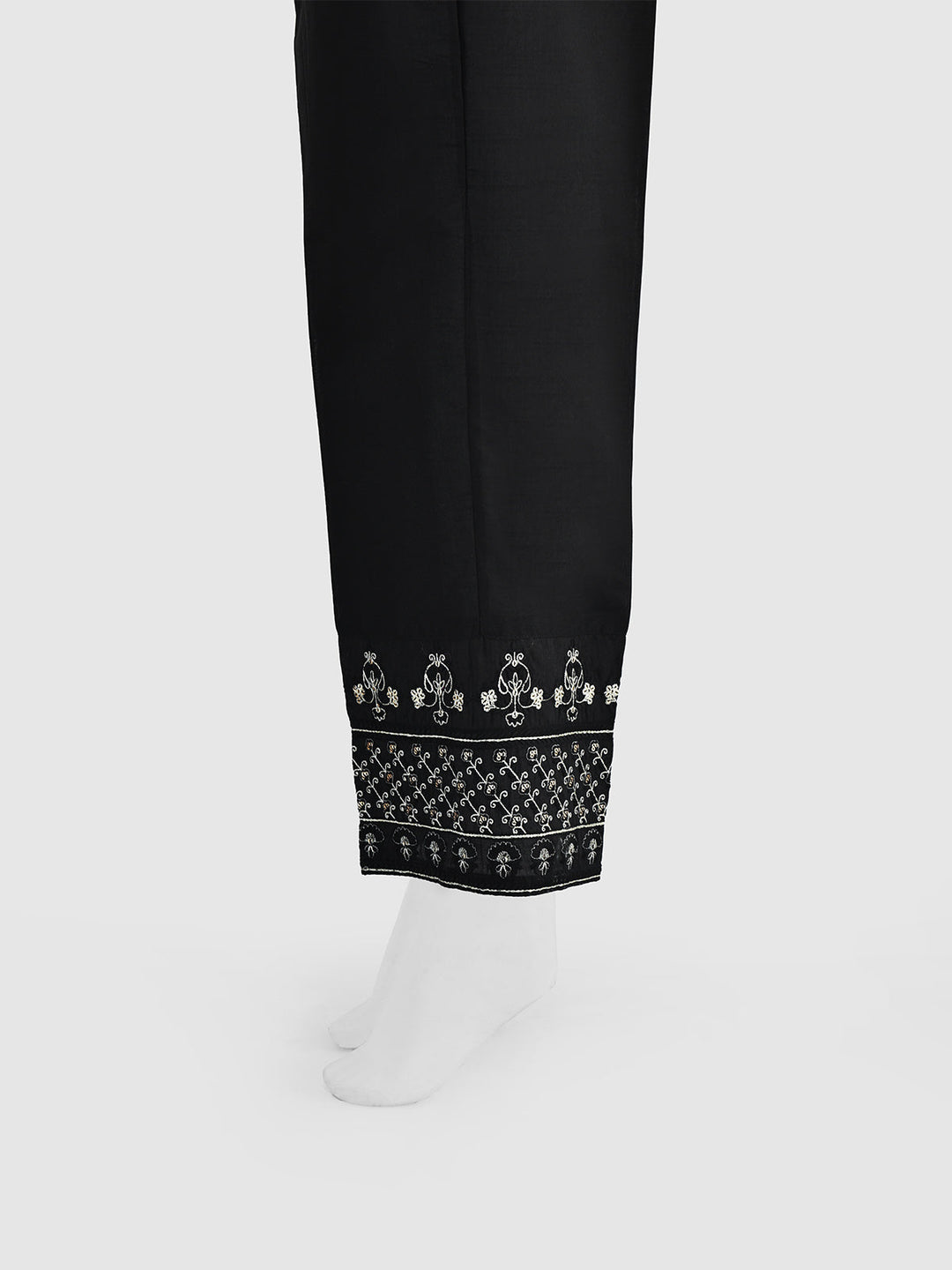 Oaks - Women Black Cotton Silk Embroidered Trouser  - 1 Piece