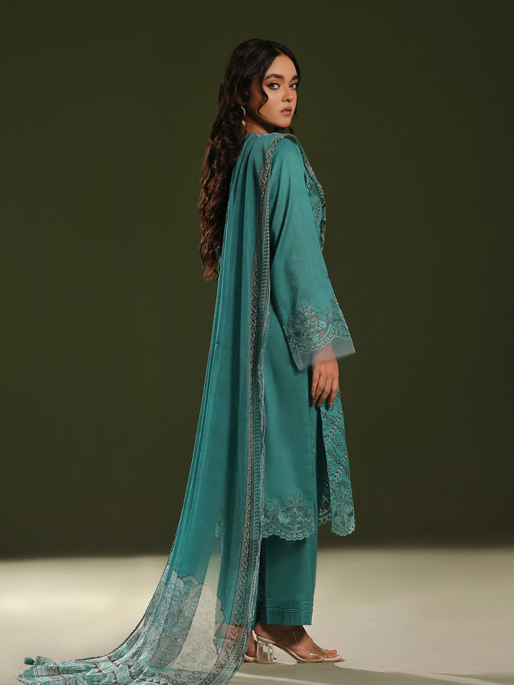 Oaks - Embroidered Unstitched Cambric Green  - 3 Piece