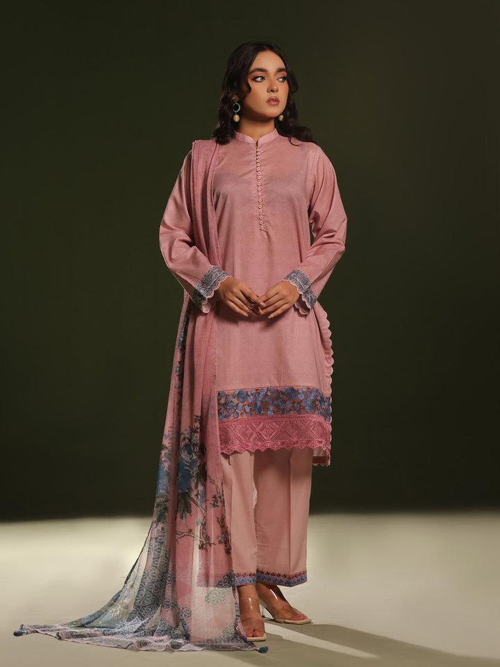 Oaks - Printed Pret Suit Cambric Pink  - 3 Piece