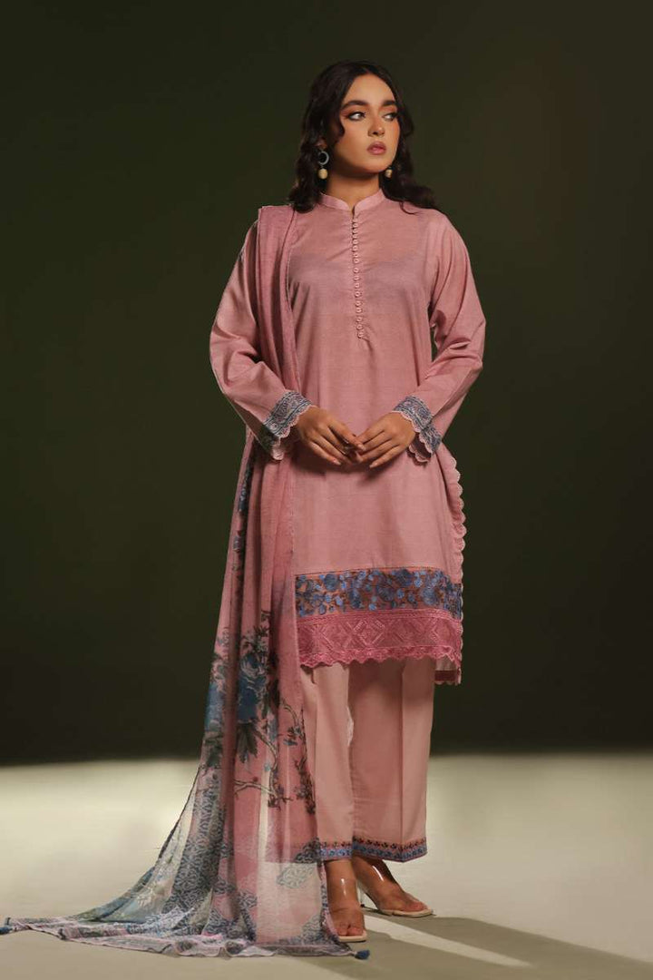 Oaks - Printed Pret Suit Cambric Pink  - 3 Piece