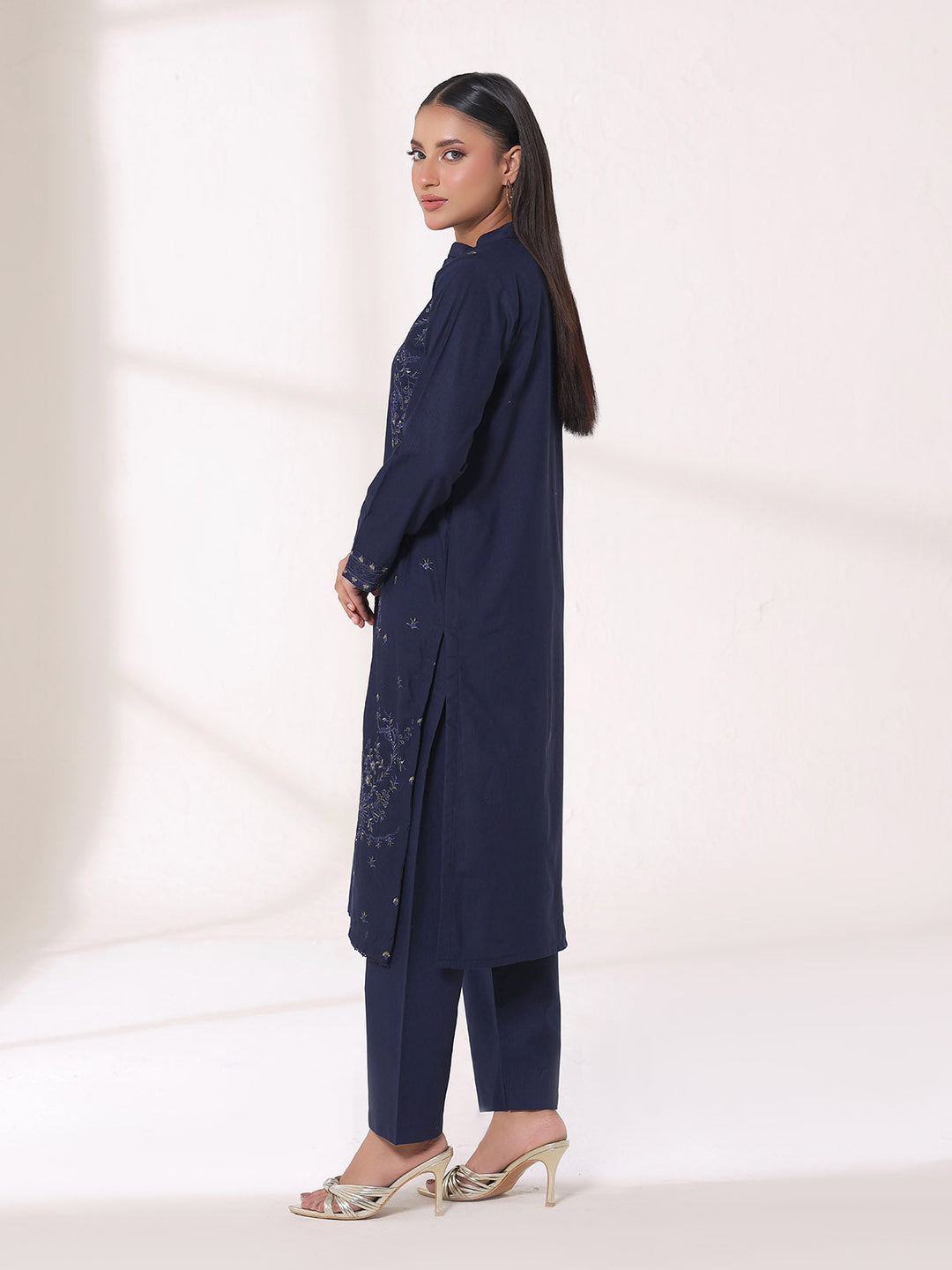 Oaks - Embroidered Khaddar Blue Pret Suit For Women - 2 Piece