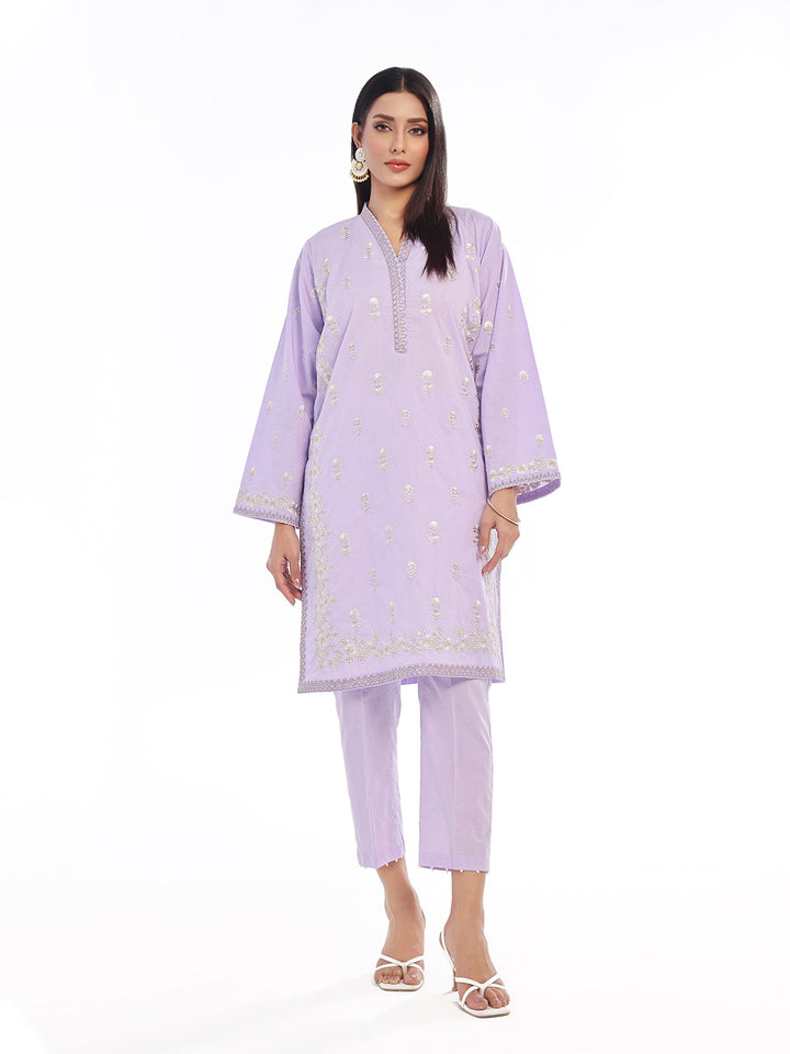 Oaks - Embroidered Pret Shirt Trouser Dobby Lilac  - 2 Piece