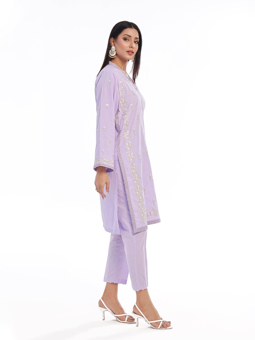 Oaks - Embroidered Pret Shirt Trouser Dobby Lilac  - 2 Piece