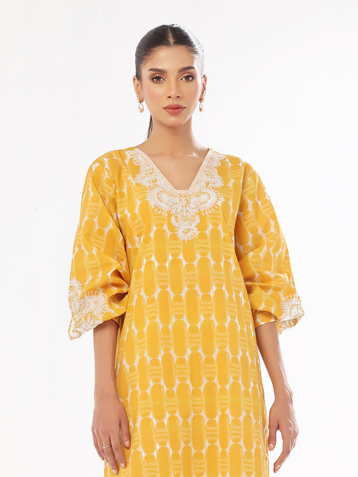 Oaks - Embroidered Pret Shirt Trouser Lawn Mustard  - 2 Piece