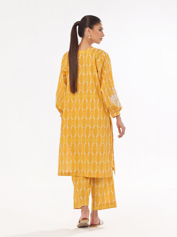Oaks - Embroidered Pret Shirt Trouser Lawn Mustard  - 2 Piece