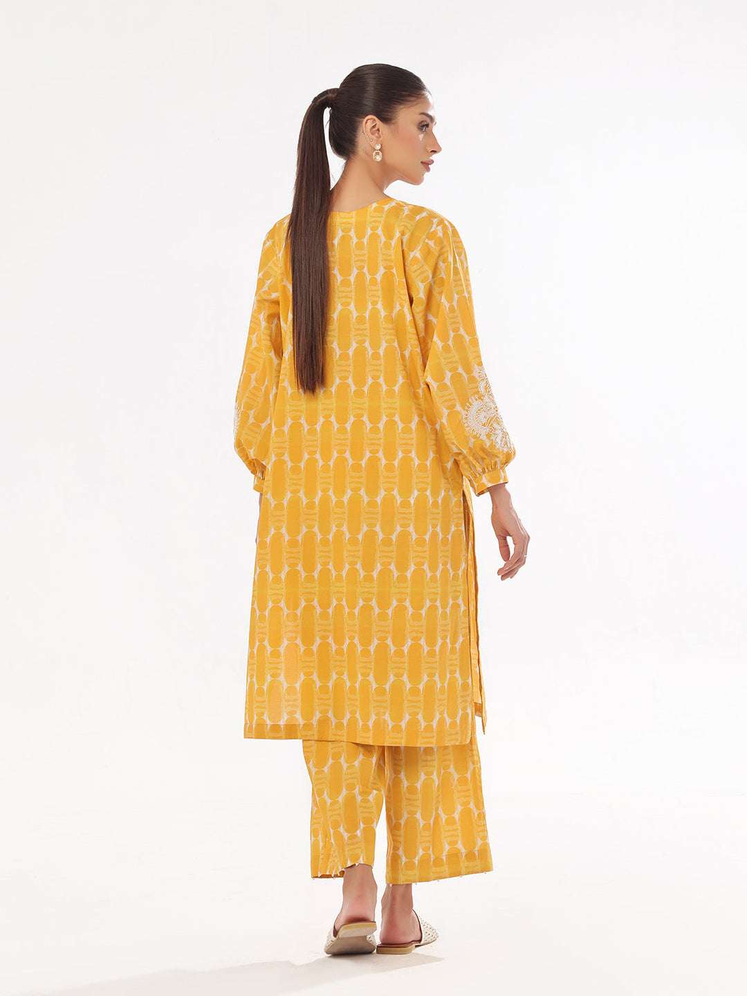 Oaks - Embroidered Pret Shirt Trouser Lawn Mustard  - 2 Piece