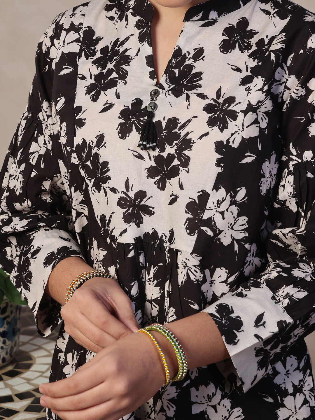 Oaks - Printed Pret Shirt Trouser Lawn Black & White  - 2 Piece